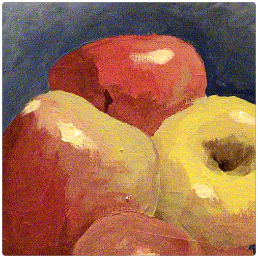 Apples still life painting by Patrick van den Broek