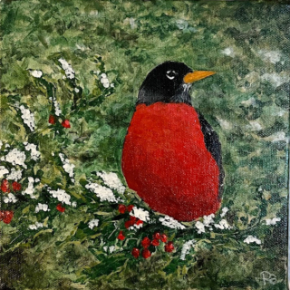 Robin in Holly Tree